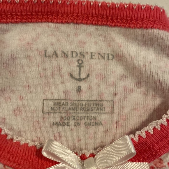 Lands’ End Girls Floral Pajamas Pink & White Size 8 - Picture 3 of 5